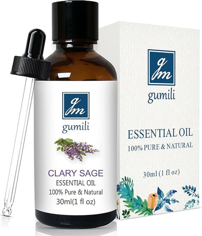 GM Gumili Clary Sage Essential Oil 1 oz-100% Pure & Undiluted Clary Sage Oil for Diffuser, Skin, Massage, DIY