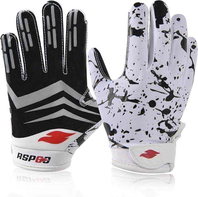 Kids Football Gloves Youth Enhanced Grip Silicone Wide Receiver Gloves