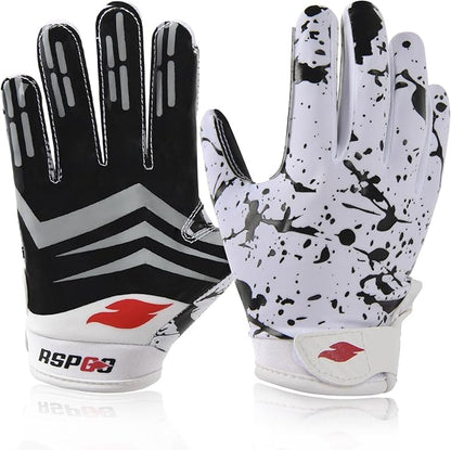 Kids Football Gloves Youth Enhanced Grip Silicone Wide Receiver Gloves