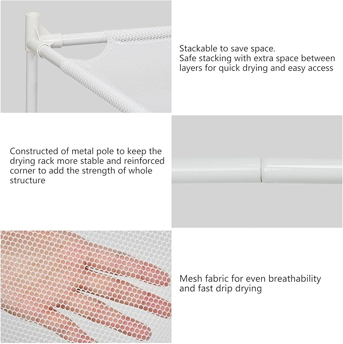 Clothes Drying Rack, 2-Layer Sweater Laundry Drying Rack Flat, Mesh Drying Rack Clothing for Indoor & Outdoor, White