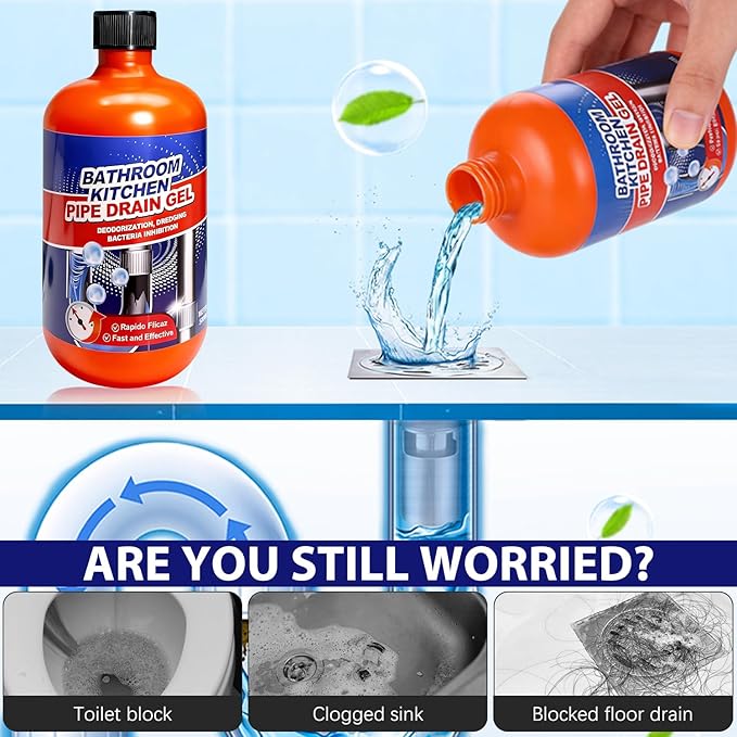 Drain Clog Remover, Drain Clog Dissolver, Opener-Cleaner,Toilet Clogged Remover-Professional Strength Liquid Pipe Build Up Removers,Bathroom Shower Pipeline Dredging Agent,Unclog Clogged Drains
