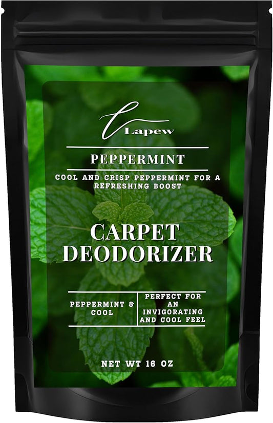 Lapew Peppermint Carpet Deodorizer Powder - Pet Safe Freshener for Vacuuming | Scented Odor Eliminator for Home | 16 oz