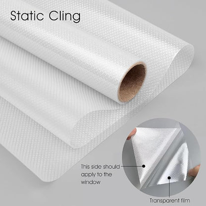 KESPEN Frosted Window Privacy Film Heat Control UV Sun Blocking Glass Stickers Static Cling Non Adhesive Door Coverings Decals for Bathroom Home Office, Sparkling, 23.6 Inch X 13.1 Feet