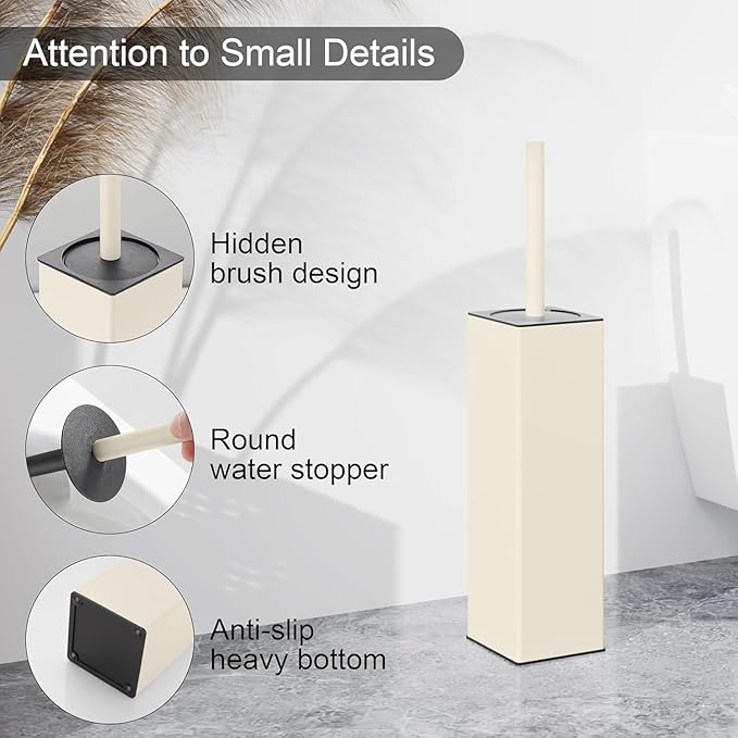 BVL Toilet Brush and Holder Set White Freestanding for Bathroom
