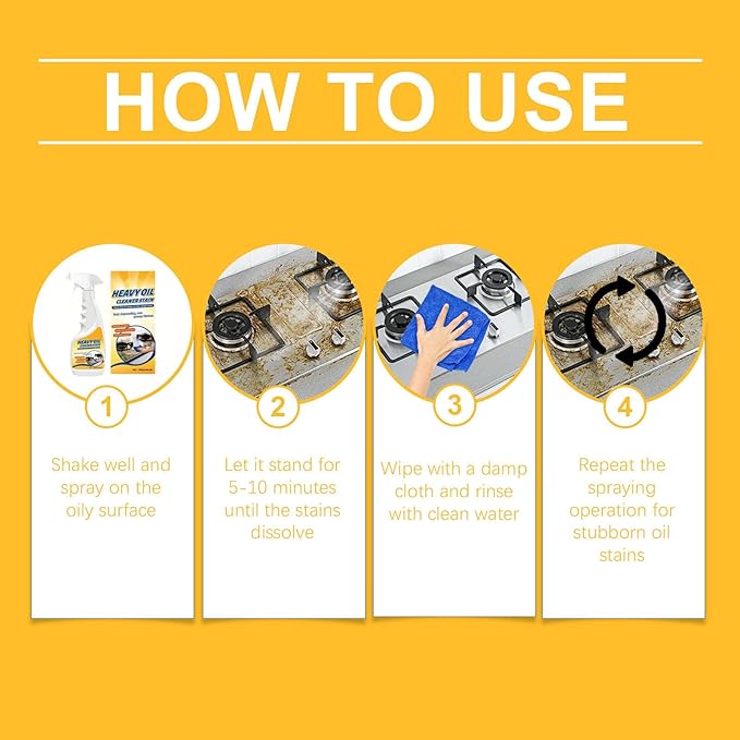 Multi-Purpose Heavy Grime Duty Cleaner, 300ml Heavy Oil Stain Cleaner Kitchen, Kitchen Degreaser Spray, for Microwave, Oven, Stove Top and Cabinet (3PCS)