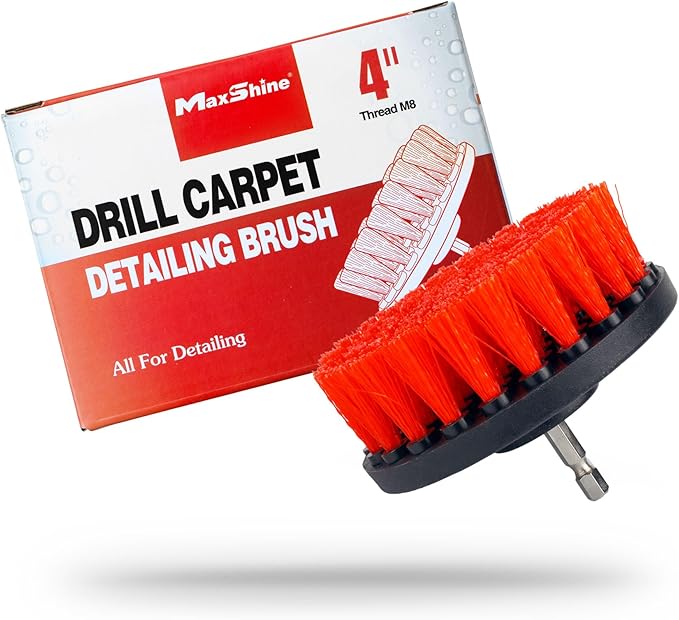Maxshine 4" Universal M8 Medium-Duty Drill Brush for Upholstery & Carpet – Scrubber Attachment for Car Detailing, Fabric & Home Cleaning – Deep-Clean Tool Removes Stains, Grime & Spots