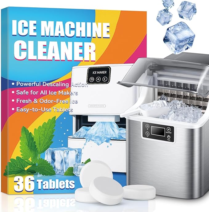 Ice Machine Cleaner Tablet, 36 Pack Ice Maker Cleaner for Crystal Clear Ice, Ice Machine Descaler Tablet for Most Countertop, Portable and Commercial Ice Machine,Remove Hard Water and Mineral Buildup