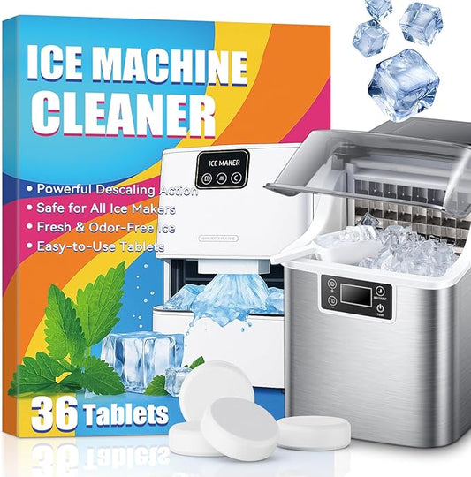 Ice Machine Cleaner Tablet, 36 Pack Ice Maker Cleaner for Crystal Clear Ice, Ice Machine Descaler Tablet for Most Countertop, Portable and Commercial Ice Machine,Remove Hard Water and Mineral Buildup