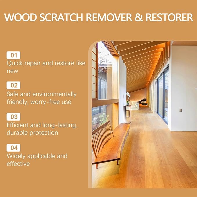 Hardwood Floor Polished, 3.4x12cm 2 Count Wood Scratch Repair Liquid, High Gloss Restorer for Scuffed Surfaces on Timber Chairs and Parquet Flooring