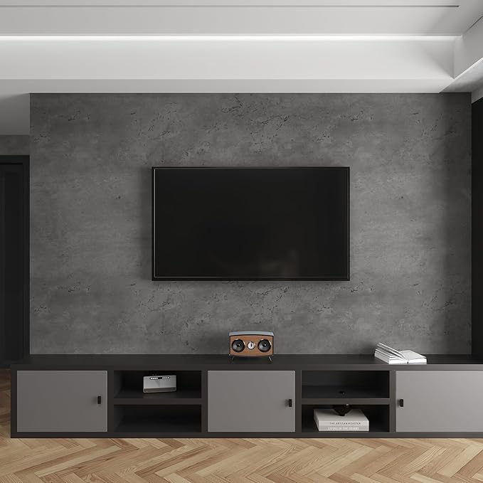 3yecao 24"×197" Thick Dark Grey Black Concrete Wallpaper Waterproof Charcoal Gray Cement Wallpaper Peel and Stick Matte Textured Self Adhesive Concrete Contact Paper for Bedroom Gym Living Room Walls