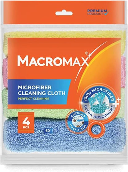 Microfiber Cleaning Cloth – Pack of 4 – Ultra Absorbent Lint‑Free Reusable Towels for Kitchen, Glass, Counters, Furniture – Soft Non‑Scratch Microfiber