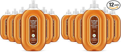 Method Hardwood Floor Cleaner, Squirt + Mop Design, Use as Laminate or Sealed Wood Floor Cleaner, Almond Scent, 25 Fl Oz, 12 Pack, Packaging May Vary