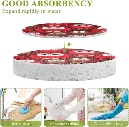Owl Kitchen Scrub Sponges, Pop-up Kitchen Cleaning Sponges Reusable Dish Washing Sponges for Bathroom Household Cleaning 3 Pack - Non Scratch Scrubber