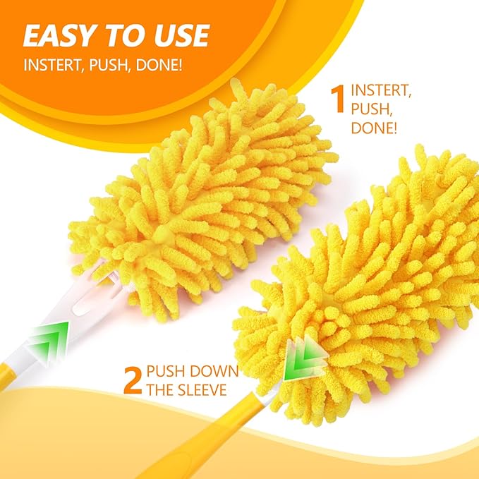 8 Pack Reusable Duster Refill Compatible with Swiffer Hand Duster - 360 Heavy Duty Dusters Refills - Microfiber Ceiling Fan Duster for Swiffer Dusters Extended Handle (Handle is Not Included)