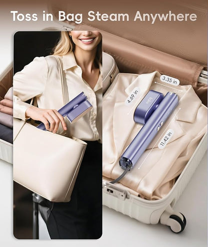 Steamer for Clothes, 1000W Portable Garment Steamer Travel Size, 100-240V Dual Voltage, 120ml Tank Handheld Steam & Iron 2 in 1, for Home, Business, Global & Europe Traveling, Blue