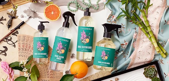 Caldrea Linen and Room Spray Air Freshener, Made with Orange Peel and Ylang Ylang flower Essential Oils, Plant-Derived and Other Thoughtfully Chosen Ingredients, Orange Blossom Bamboo scent,16 oz
