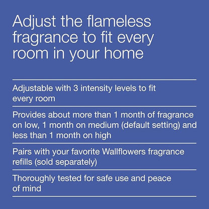 Bath & Body Works Wallflowers Fragrance Plug, White Scent Control, Plug-In Air Freshener Device with 3 Intensity Levels for Bedrooms, Bathrooms & Living Spaces - 1 Pack