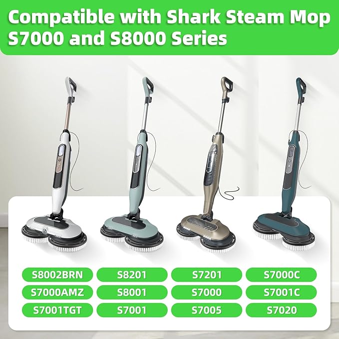 4 PACK Upgraded Steam Mop Replacement Pads for Shark Steam and Scrub Mop S8201 S8001 S8002 S7201 S7001 Series, Short Bristle Cleaning Brushes and Soft Scrub Pads for Deep Clean Home Hard Floors