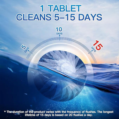 Vacplus Automatic Toilet Bowl Cleaner Tablets, Drop-In Tank Cleaner for Bathroom, Prevent Stains & Deodorize, Long-Lasting Cleaning Tabs, Easy-Use Freshener for Bowl & Tank, 50 Pack