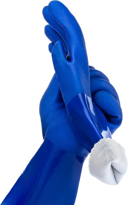 kitchen-star Ultimate Rubber Household PVC Gloves with Comfortable Cotton Lining, Anti-Slip surface, Kitchen Dishwashing, Extra Thickness, Kitchen Cleaning, Working, Painting, Pet Care (Medium, Blue)