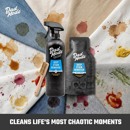 DadMode Laundry Stain Remover | 7-Enzyme Spray for Deep, Aged, Set-In Clothing Stains | Enzyme Booster Cleans Bodily Fluids, Oil, Wine, Turmeric | Sandalwood & Suede | 16oz Bottle + Refill Pouch
