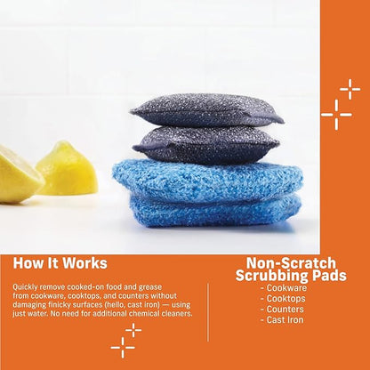 E-Cloth 2-Pack Non-Scratch Scrubbing Pads, Microfiber Scrubber and Dish Sponge, Ideal for a Streak-Free Clean Grill, Cast Iron and Dishes, Washable and Reusable, 100 Wash Promise
