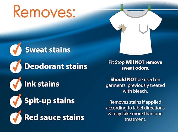 Sanco Industries Pit Stop, Sweat Stain & Deodorant (Antiperspirant) Armpit Stain Remover, Multi-stain formulation, 16oz. (Pack of 2)