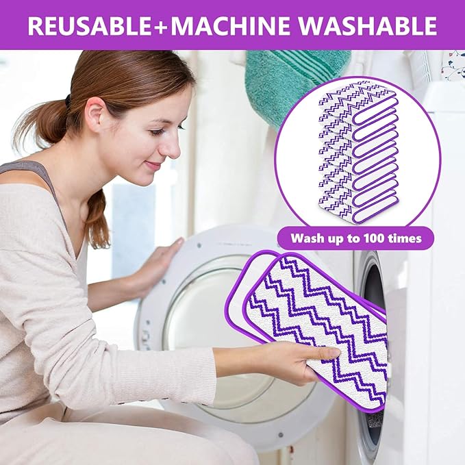 7 Pack Reusable Mop Pads Compatible with Swiffer Wet Jet- Thick Wet Pads Refills Microfiber Washable Dry Mopping Cloths for Swiffer Wetjet 12" Spray Mop Wood Floor Cleaning