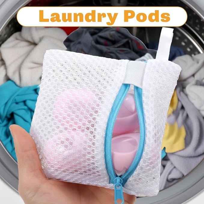 5PCS Laundry Pod Anti-Sticking Bags, Reusable Storage Protective Bags Small Laundry Bag for Detergent Pods & Scent Beads Durable Dissolution Protection