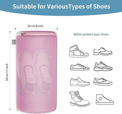 Kimmama Shoe Washing Machine Bag, Shoe Bag for Washing Machine, Mesh Laundry Bags for Sneakers, Footwear, Trainers, Slippers, Pink Sandwish Net, 8x15"