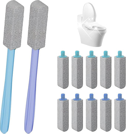 Pumice Stone Toilet Bowl Cleaner with 11.8 Inch Handle, Multi-Surface Cleaning Tool for Bathroom, Pool, Grill (10 Pack)