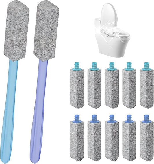 Pumice Stone Toilet Bowl Cleaner with 11.8 Inch Handle, Multi-Surface Cleaning Tool for Bathroom, Pool, Grill (10 Pack)