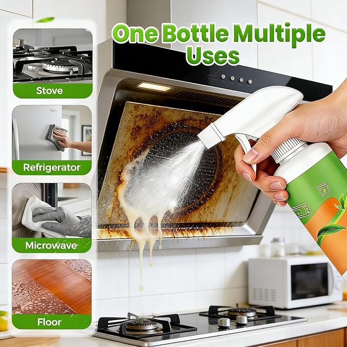 2PCS Natural Enzyme Formula To Household Appliances,Multi-Purpose Cleaner,Electrolyzed Ion Kitchen Cleaner Spray,For Hold,Oven,Stove,Range Hood