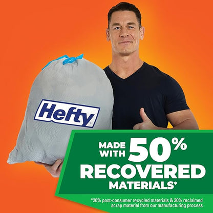 Hefty Ultra Strong Made with 50% Recovered Materials* Tall Kitchen Trash Bags, Gray, Unscented, 13 Gallon, 110 Count