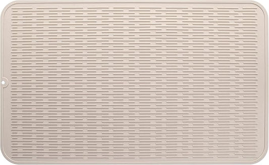 MicoYang Silicone Dish Drying Mat for Multiple Usage,Easy clean,Eco-friendly,Heat-resistant Silicone Mat for Kitchen Counter or Sink,Refrigerator or Drawer Liner Tapioca 3XL 28 inches x 18 inches