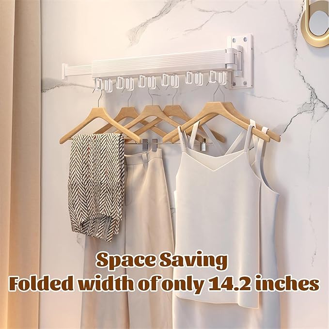 Clothes Drying Racks for Laundry,Wall Mounted Drying Rack Clothing,Foldable Drying Rack,Collapsible Dryer Rack,Clothes Hanger,Laundry Room Hanging Rack,Folding Indoor White