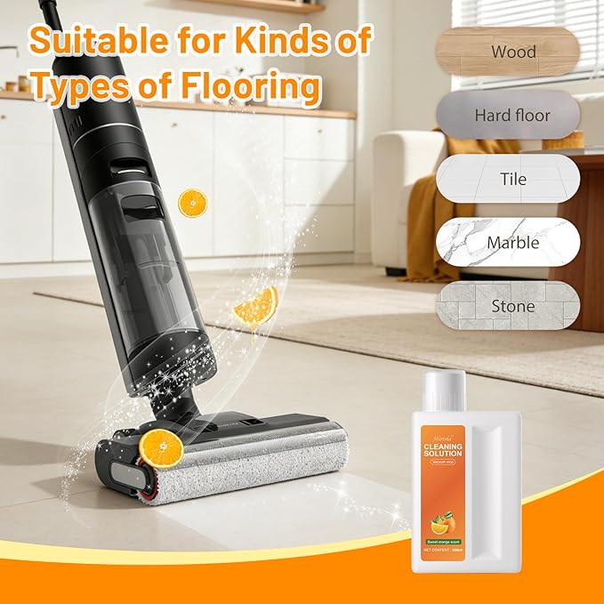 Sweet Orange Scent Floor Cleaning Solution Compatible with Dreame Cleaning Solution, Floor Cleaner for Hardwood Tile Hardfloor, Compatible Robot Vacuums with Mopping and Wet Dry Vacuum (2 bottles)
