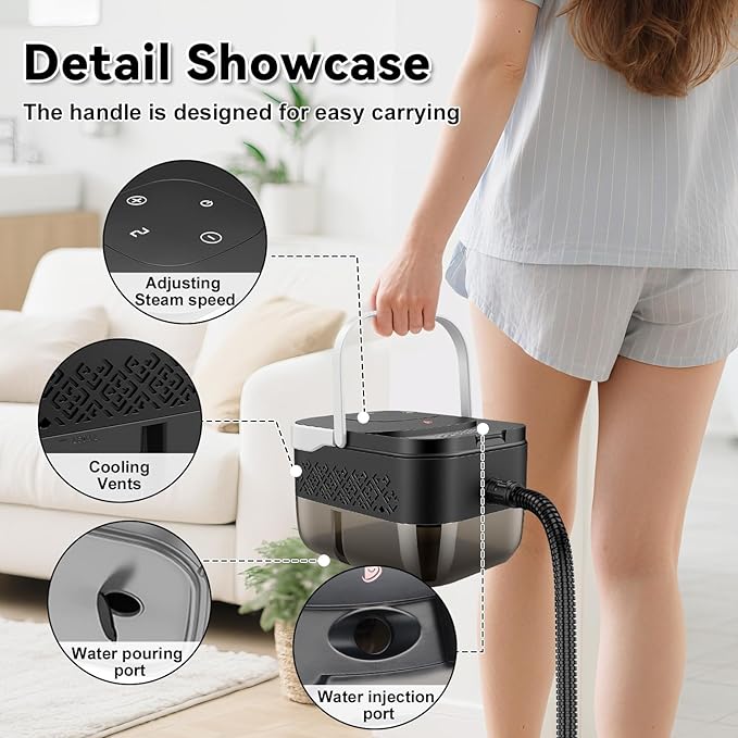 Steam Cleaner, 2500W Portable Handheld Steamer for Cleaning, Large Capacity Tank Pressurized Steam Cleaning Machine for Home, Car, Bathroom, Kitchen, Furniture, Grout, Floor, Tile