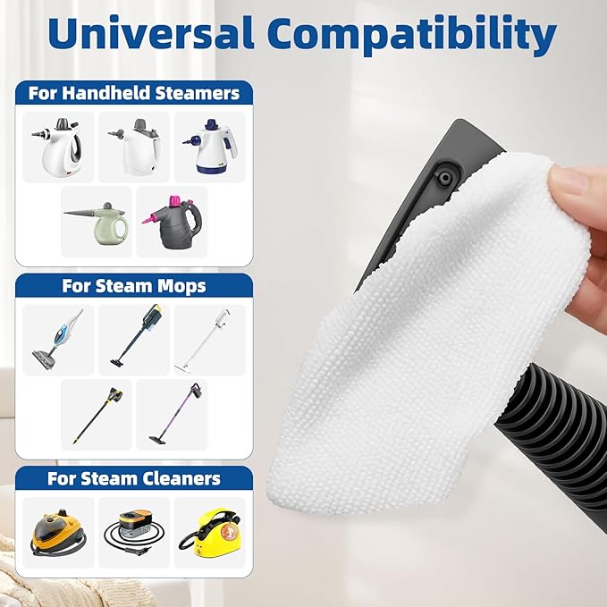 LOVECO 4 Pack Universal Microfiber Cloths for Handheld Steam Cleaner - Compatible with Bissell Steam Shot, PurSteam, Wagner Spraytech, etc - Reusable Washable Steam Cloth Accessories