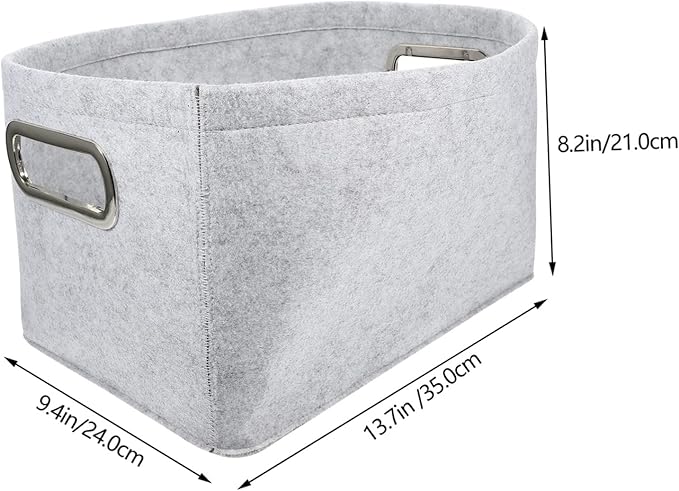 Felt Storage Basket Foldable Laundry Hamper Handles Multi-Purpose Organizer for Boys and Girls Toys Bathroom Clothes and Home Storage