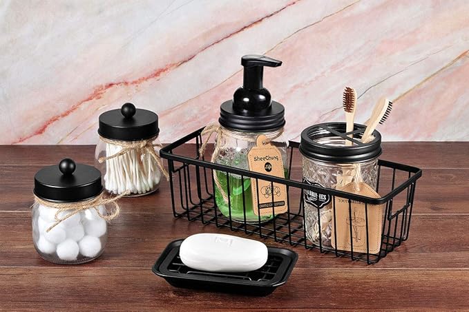 Kitchen and Bathroom Soap Dish Tray - Metal 2-Piece Soap Dish Tray with Drainage Grid and Holder for Kitchen Sink Countertops to Store Soap, Sponges, Scrubbers - Rust Resistant - 2 Pack (Black)