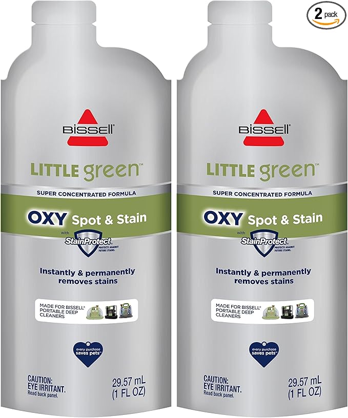 NEW BISSELL Little Green Pro Oxy Spot & Stain Super Concentrate Cleaning Formula for Portable Deep Cleaners,6 Super Concentrate Pouches,(Pack of 2)