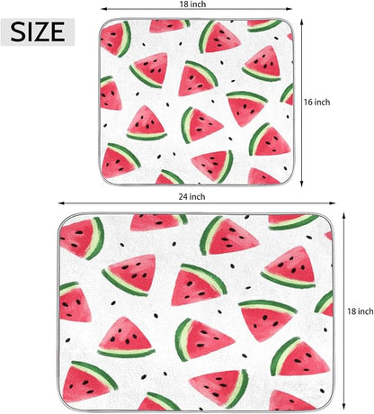 Honeybaby Dish Drying Mat Watermelon Cute Print Dish Drying Mats for Kitchen Counter Absorbent Kitchen Drying Mat Dish Rack Mat 18x24 inches