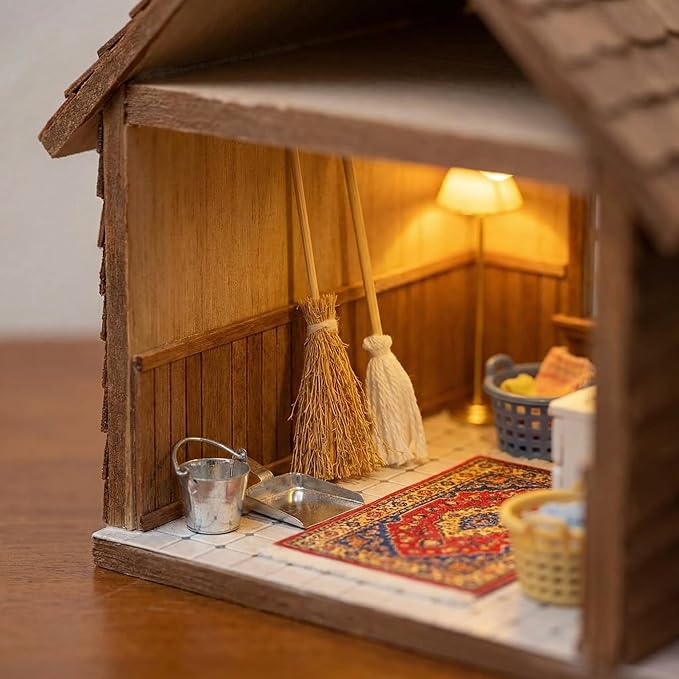 Miniature Dollhouse Cleaning Set Mini Floor Mop Bucket Broom Dustpan Models Housework Tool Decoration Accessories for DIY 1:12 Scale Fairy Garden Micro Landscape