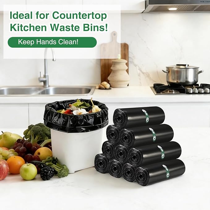 200 Counts 1.2 Gallon Trash Bag Drawstring Small Trash Bags, Thick Pre-separated Garbage Bags, Trash Bin Liners, Suitable for bathroom, kitchen, bedroom, office (Black)