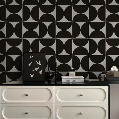 Dimoon 78.7"x17.3"Geometric Peel and Stick Wallpaper Brown and Beige Wallpaper Square Contact Paper Thicken Waterproof Vintage Self Adhesive Removable Wall Covering Shelf Liner Decal Vinyl Roll