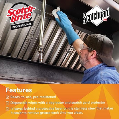 Scotch-Brite Stainless Steel Hood Degreaser Wipes with Scotchgard Protector, Appliances, Fridge, Fryer, Exhaust Range Hood, Dishwasher, Sink