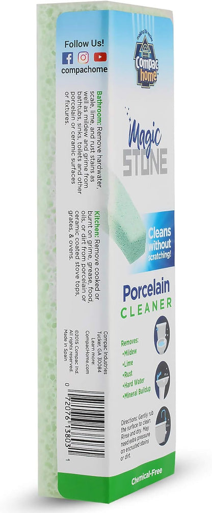 Compac's Magic-Stone Porcelain Cleaning Stick - Toilet Bowl Cleaner, Advanced Green Technology, Handy Toilet Cleaner Easily Scrubs/Removes Stubborn Lime Stains from Porcelain or Bathroom Fixtures (1)