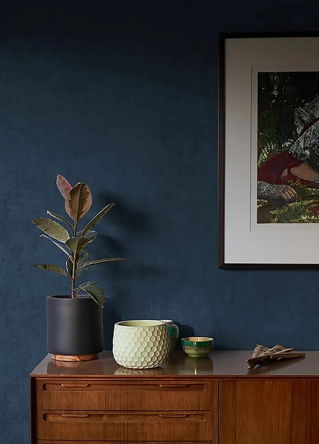 HeloHo 394"X15.7" Solid Blue Wallpaper Matte Textured Contact Wallpaper Peel and Stick Self Adhesive Removable Wallpaper Waterproof Paper for Living Room Bedroom Decor