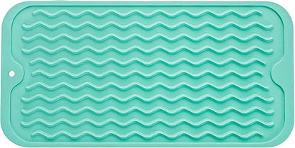 MicoYang Silicone Dish Drying Mat for Multiple Usage,Easy clean,Eco-friendly,Heat-resistant Silicone Mat for Kitchen Counter or Sink,Refrigerator or Drawer Liner Mint S 12 inches x 6 inches